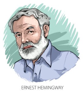 illustrated image of ernest hemingway