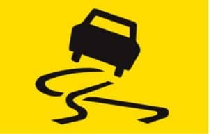illustration of a car veering off course on a yellow background